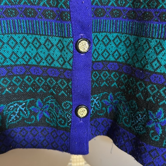 Alfred Dunner Vintage 1990s Y2K Jewel Tone Floral Layered Cardigan Sweater Small - Picture 10 of 16